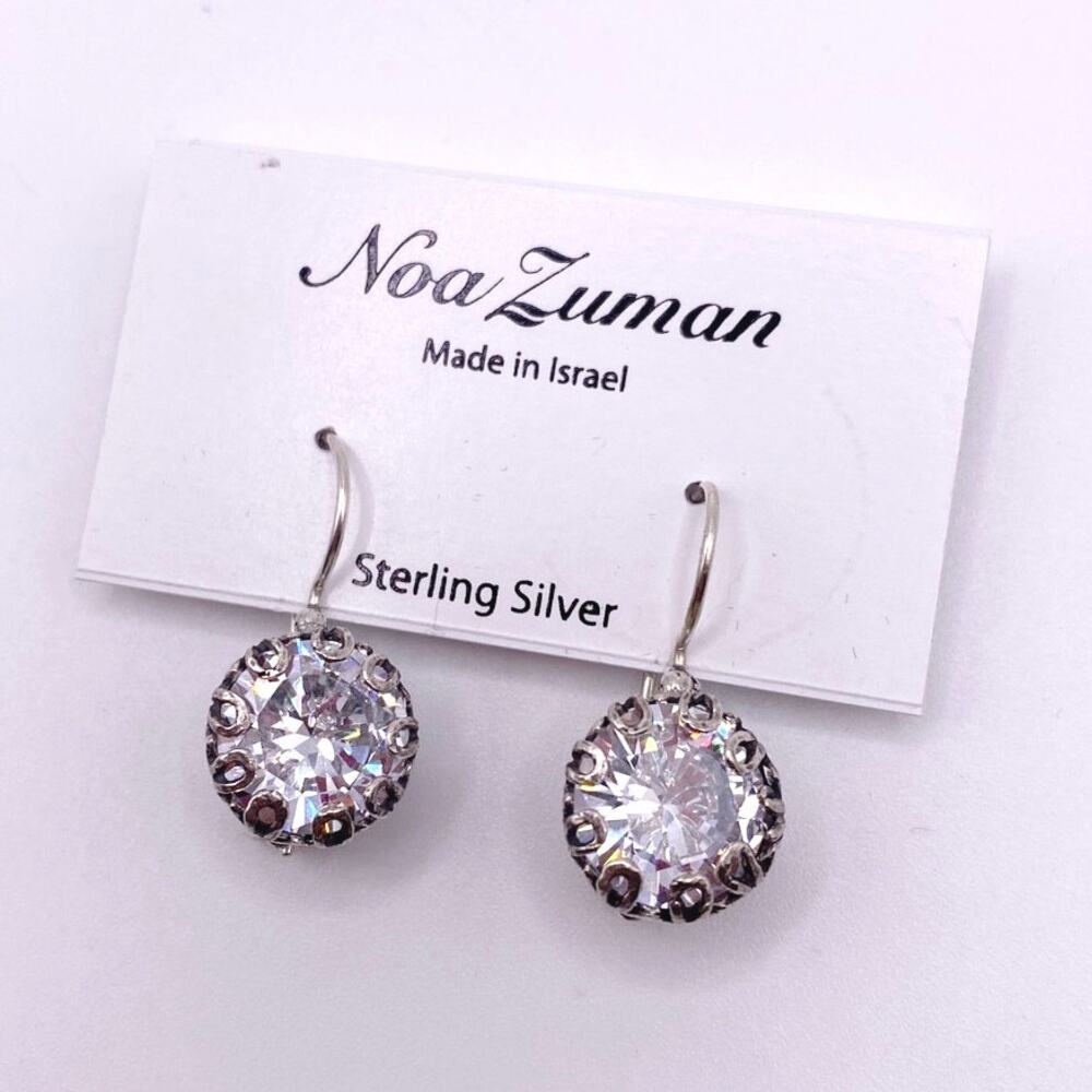 Noa Zuman Sterling Silver and CZ crystals Earrings Made in Israel - Picture 3 of 5